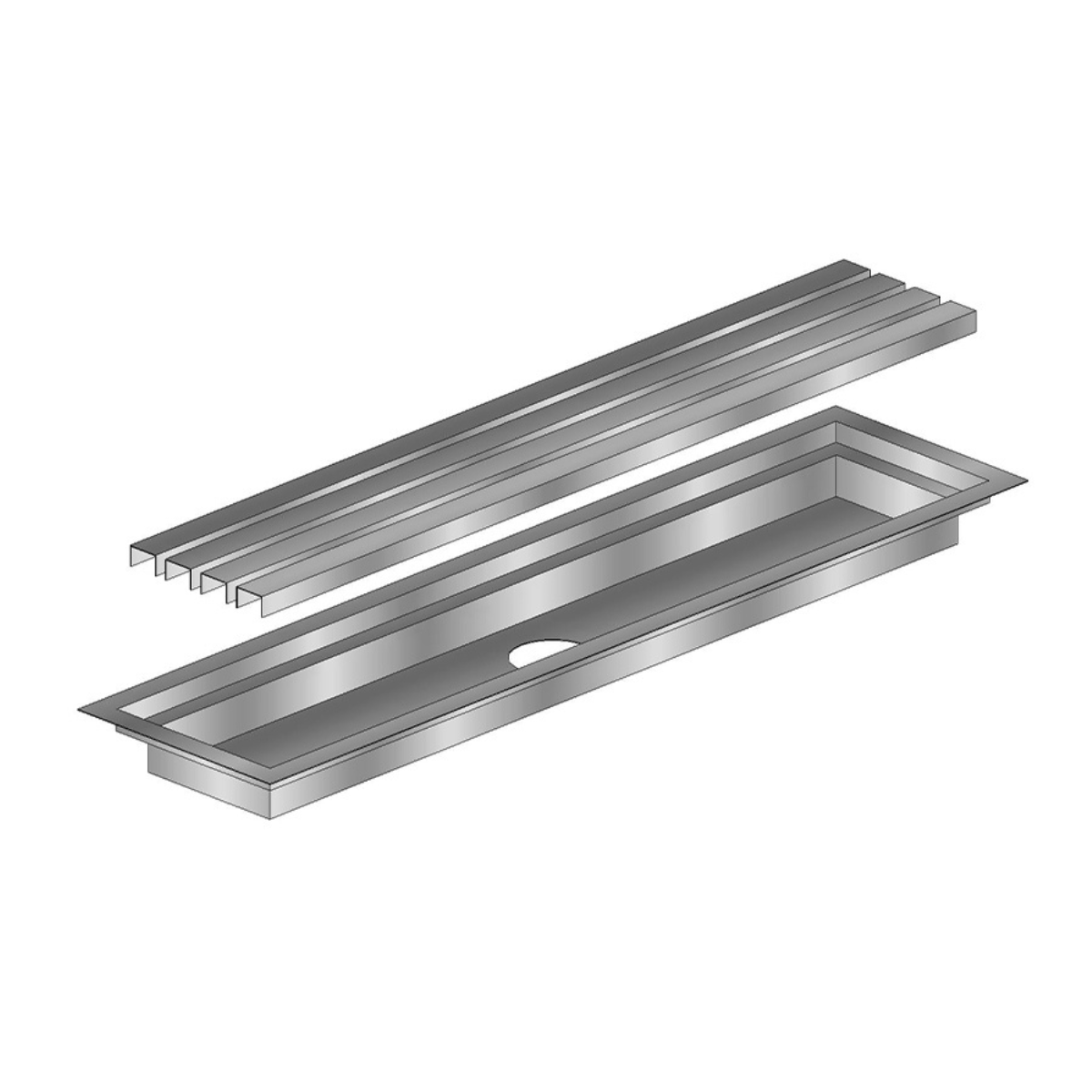 Charola de Piso con Rejilla de 1.20 x 0.25 m